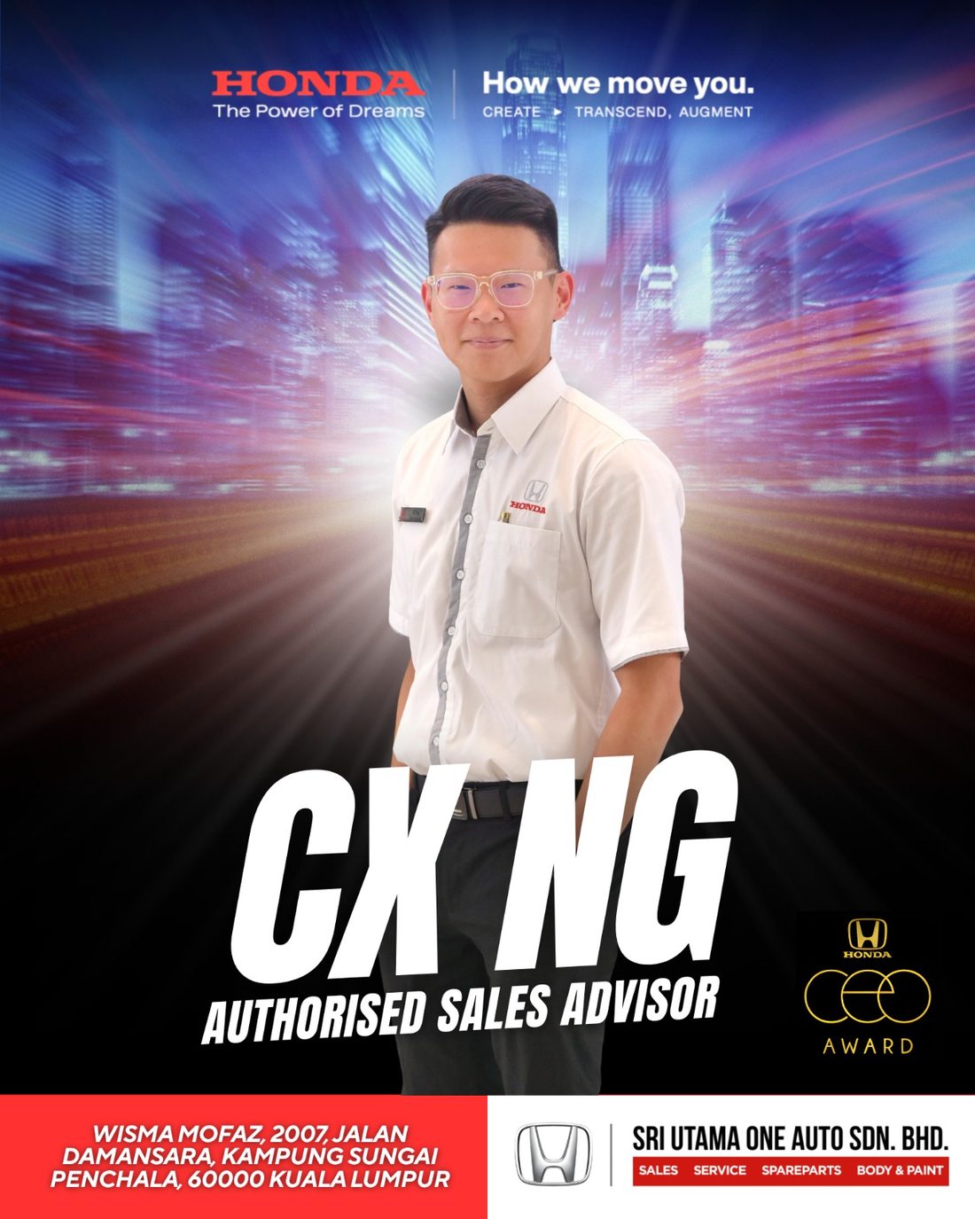 CX NG, authorised Honda sales advisor at Sri Utama One Auto